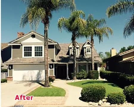 The same home with its completed new tile roof